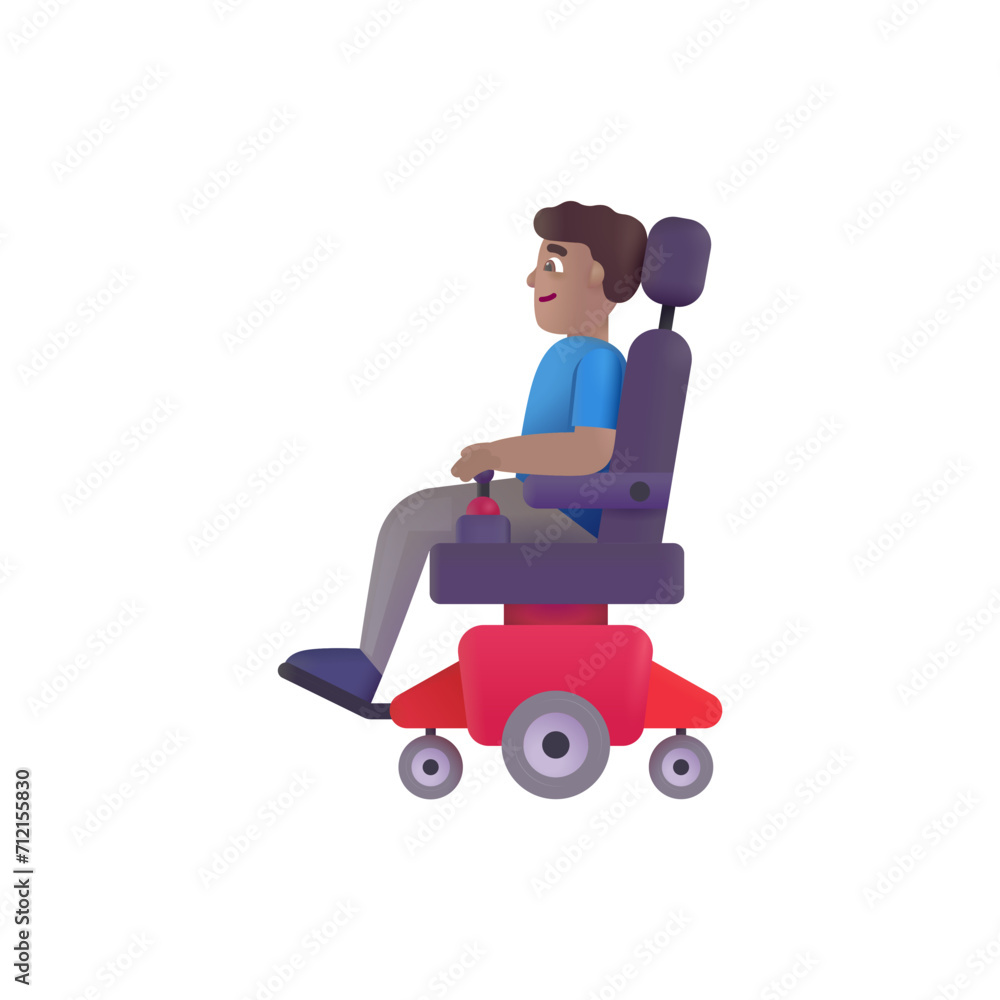 Man in Motorized Wheelchair: Medium Skin Tone