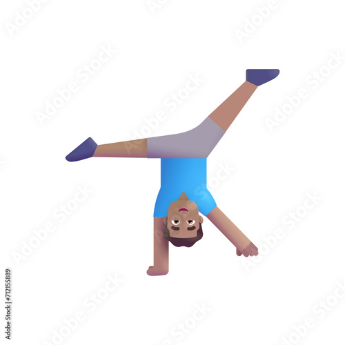 Man Cartwheeling: Medium Skin Tone