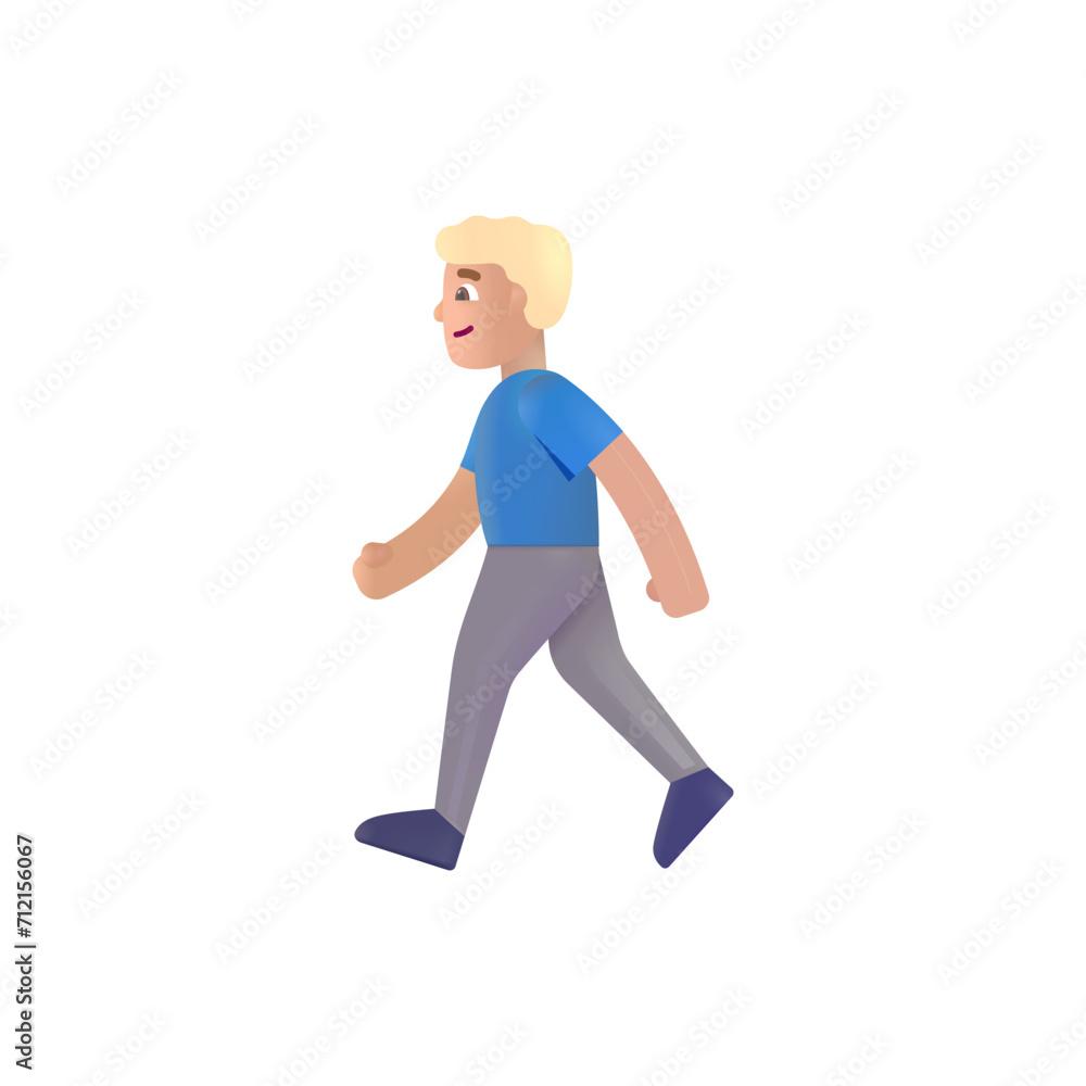 Man Walking: Medium-Light Skin Tone Man Walking: Medium-Light Skin Tone