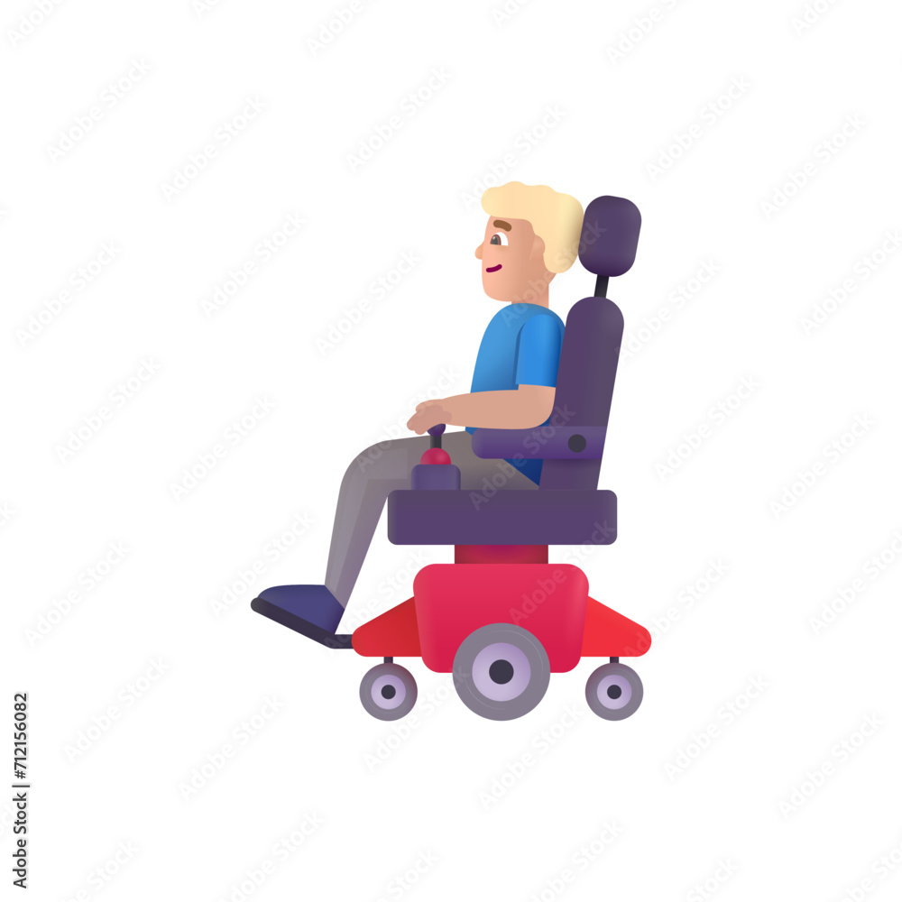 Man in Motorized Wheelchair: Medium-Light Skin Tone Man in Motorized Wheelchair: Medium-Light Skin Tone