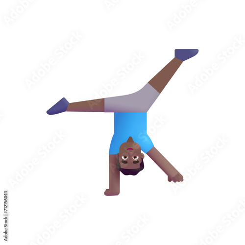 Man Cartwheeling: Medium-Dark Skin Tone