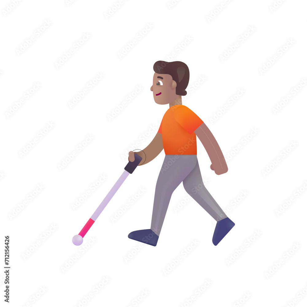 Person with White Cane: Medium Skin Tone Person with White Cane: Medium Skin Tone