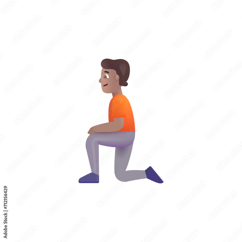 Person Kneeling: Medium Skin Tone Person Kneeling: Medium Skin Tone