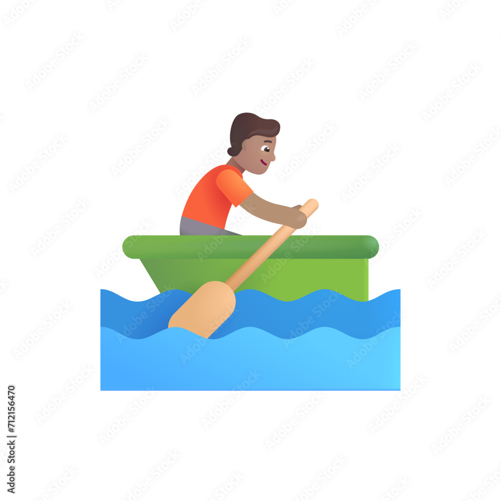 Person Rowing Boat: Medium Skin Tone Person Rowing Boat: Medium Skin Tone