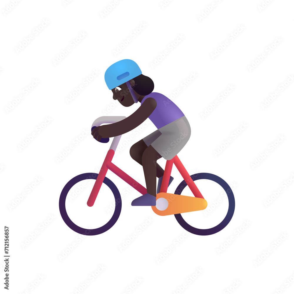 Woman Biking: Dark Skin Tone Woman Biking: Dark Skin Tone