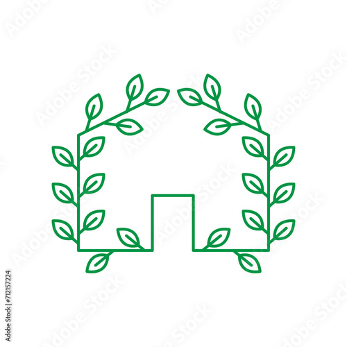 leaf house icon logo design vector
