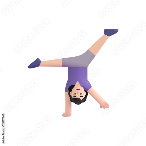 Woman Cartwheeling: Light Skin Tone