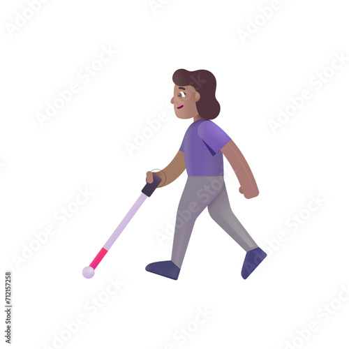 Woman with White Cane: Medium Skin Tone