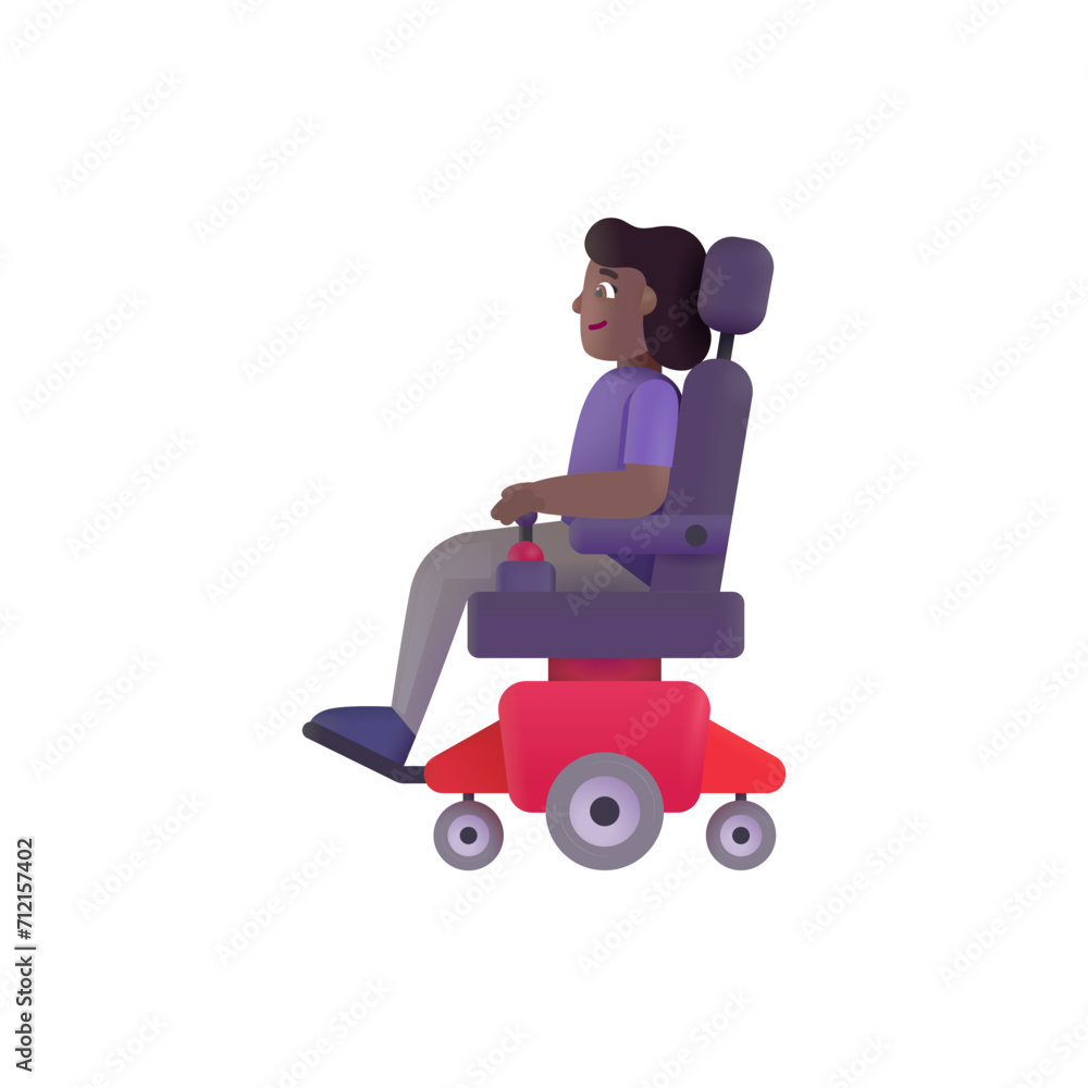 Woman in Motorized Wheelchair: Medium-Dark Skin Tone