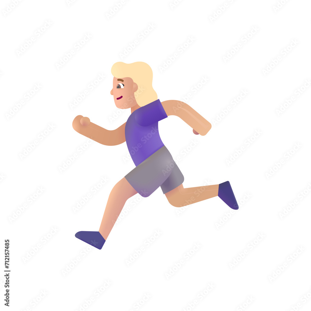 Woman Running: Medium-Light Skin Tone Woman Running: Medium-Light Skin Tone