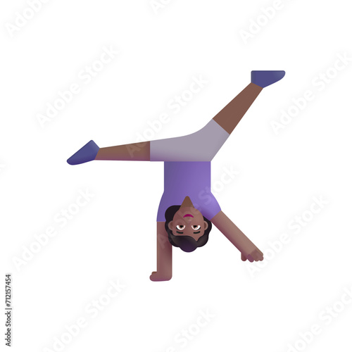 Woman Cartwheeling: Medium-Dark Skin Tone