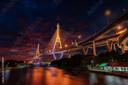 Photography bridge at night in Bangkok
