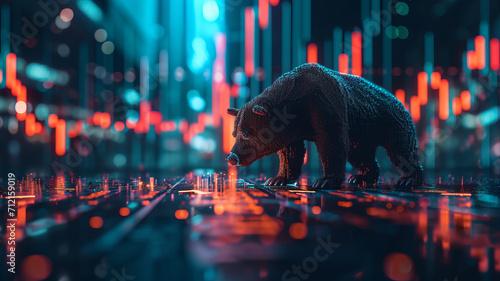 Bull crash Bear, Financial and business abstract background with candle stock graph chart. traders concept,generative ai photo