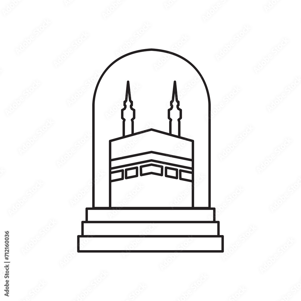 kaaba mecca icon logo design vector