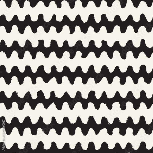 Vector seamless hand-painted ink pattern. Abstract decorative background. Stylish monochrome hand-drawn texture.