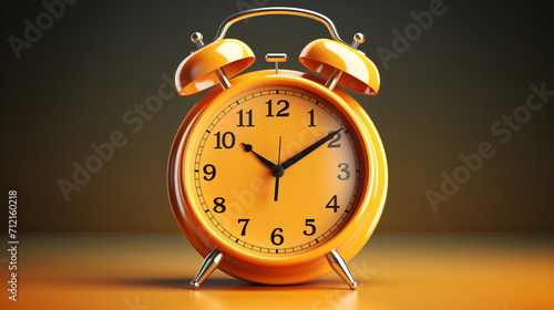 Orange classic 3d alarm clock with detailed analog