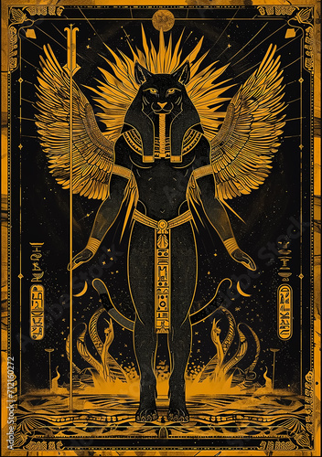 Egyptian pharaoh Vintage Animal God, warrior, in Royal Costumes, Fantasy gods of Egypt