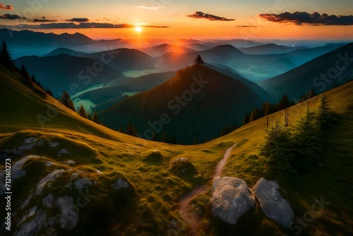 sunset in the mountains © qaiser