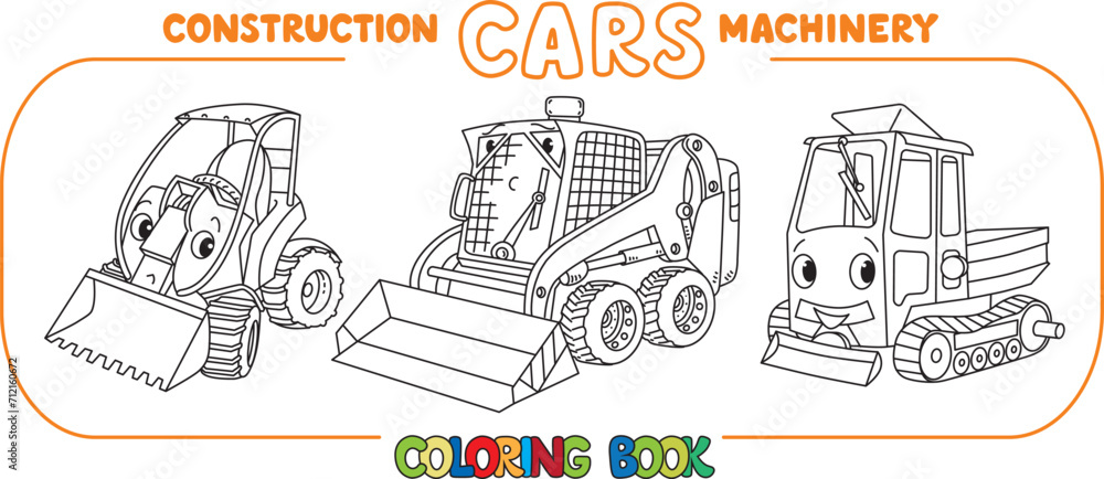 Obraz premium Funny municipal and construction cars set