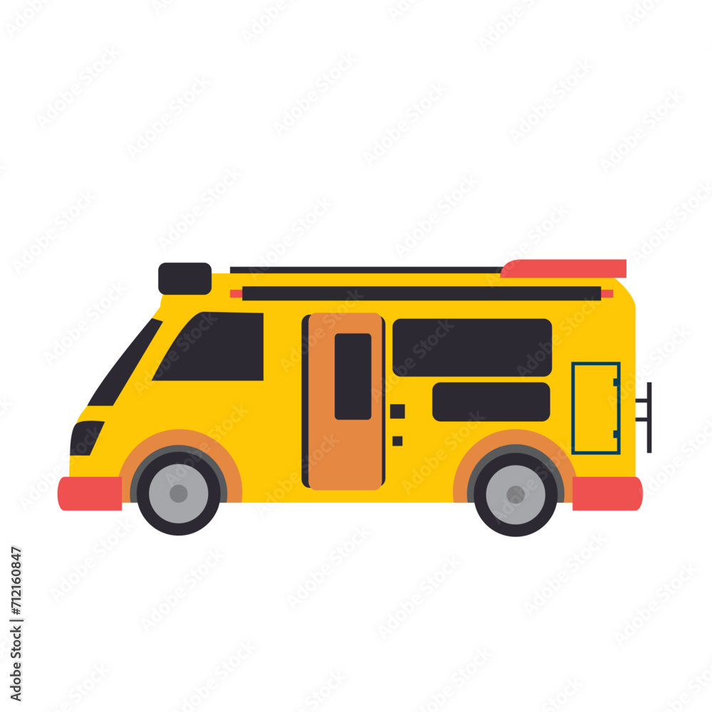 Recreational Vehicle RV Motor Home Vacation Travel Tourism. camping Van. vector flat illustration.