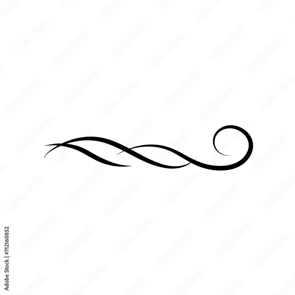 Calligraphy wavy lines. Decorative sea swashes for text.