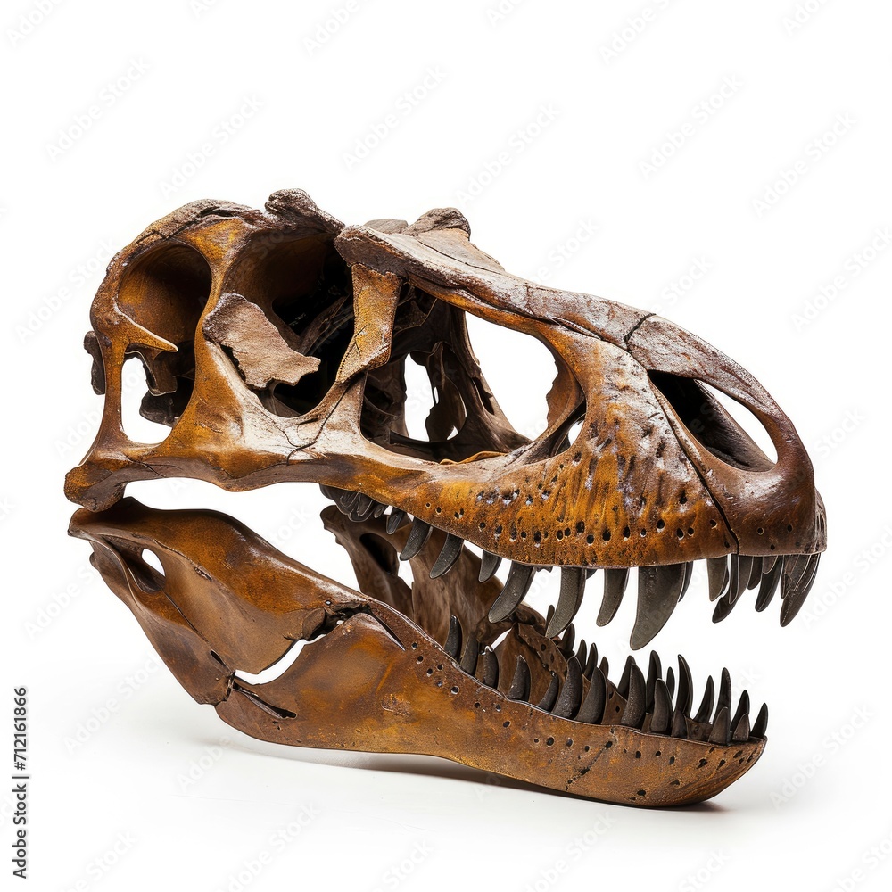 Obraz premium Huge dinosaur skull isolated on white background