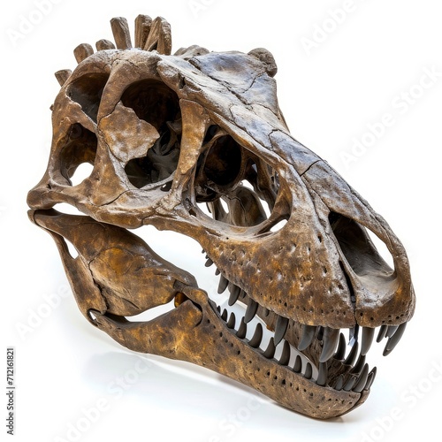 Huge dinosaur skull isolated on white background