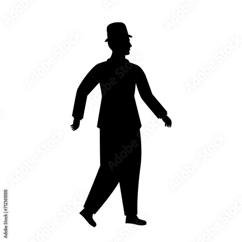 Man Walking with Cane Silhouette