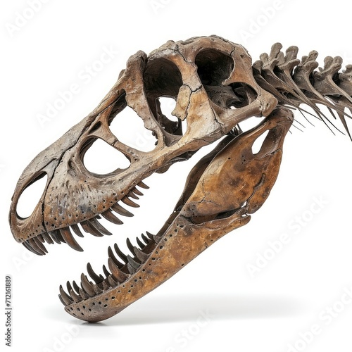 Huge real dinosaur skull isolated on white background © shooreeq