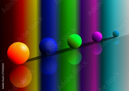 Sfondo con sfere 3d, luci e ombre