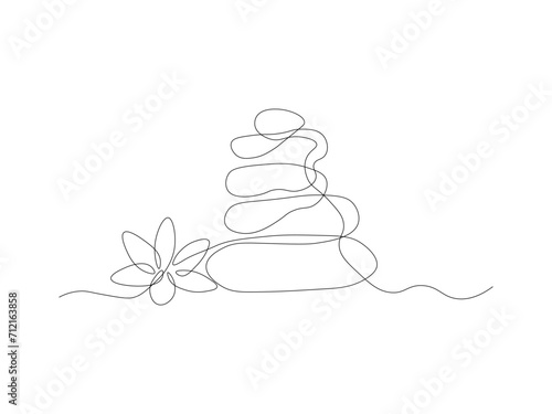 Abstract stack of hot stones, SPA logo,massage,continuous one line art hand drawing sketch