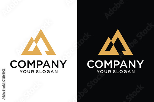 Abstract Mountain Logo Peak logo design with abstract letter A with mountain vector logotype