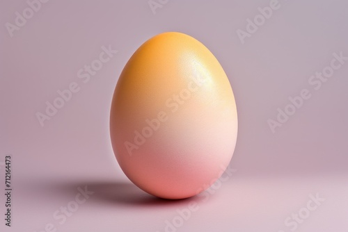 Peach-colored chicken egg on pink gray background, copy space