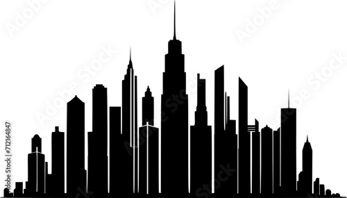 City Skyline Silhouette, skyscraper landscape Background