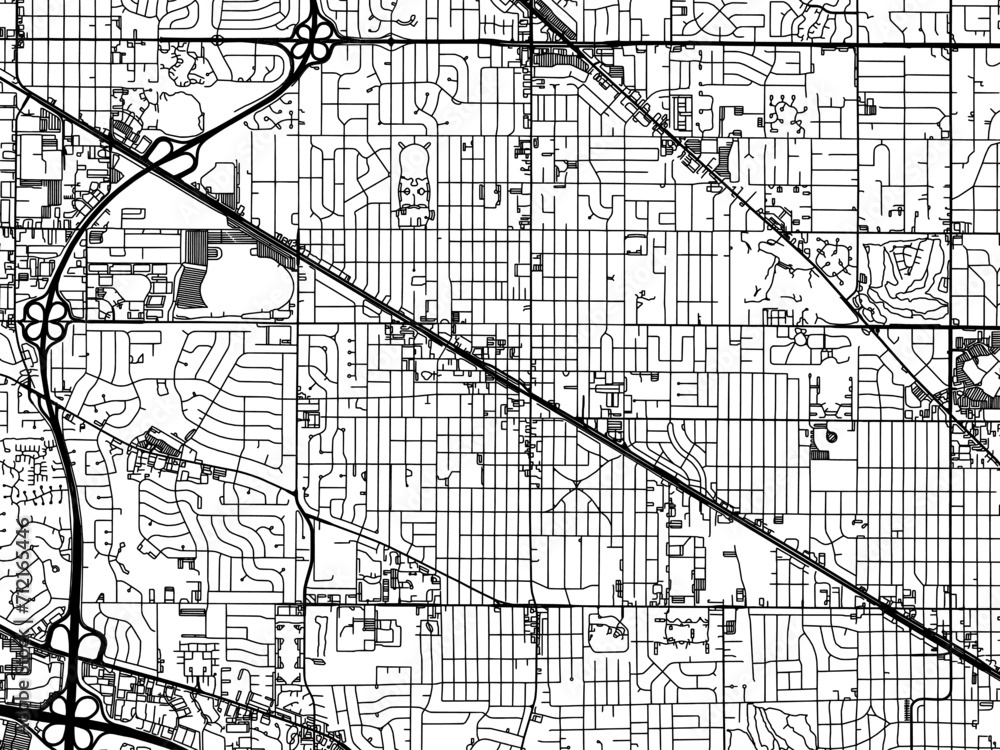 Vector road map of the city of  Arlington Heights  Illinois in the United States of America with black roads on a white background.