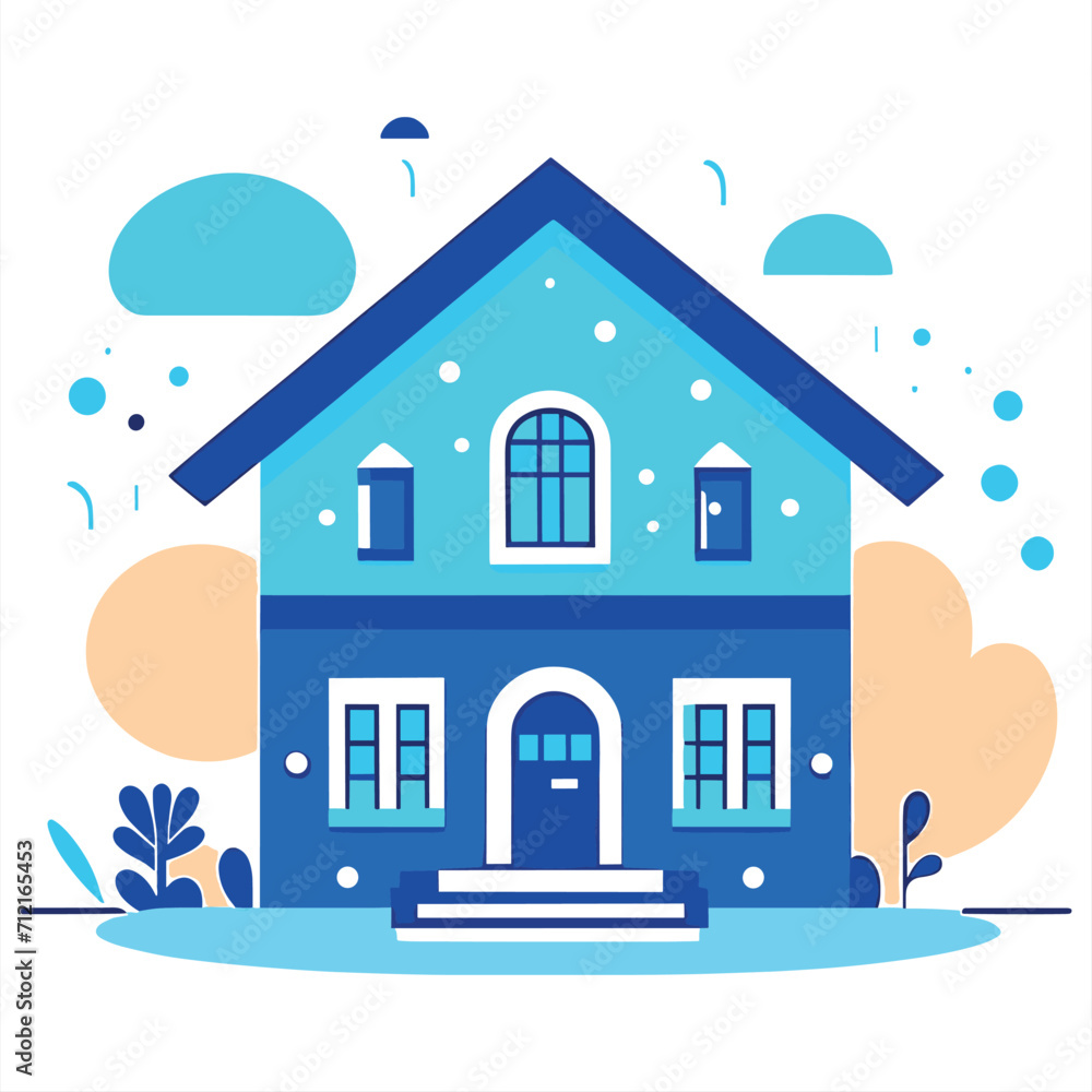 soundproofing home concept, dark blue house. Modern style pictogram soundproofing home concept, dark blue house. Modern style pictogram