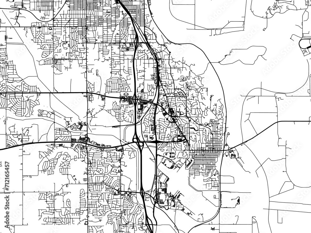 Vector road map of the city of  Bellevue  Nebraska in the United States of America with black roads on a white background.