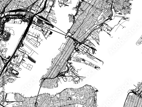 Vector road map of the city of  Bayonne  New jersey in the United States of America with black roads on a white background. photo