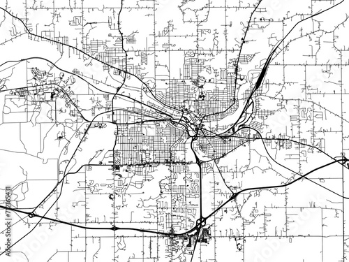 Vector road map of the city of  Battle Creek  Michigan in the United States of America with black roads on a white background.