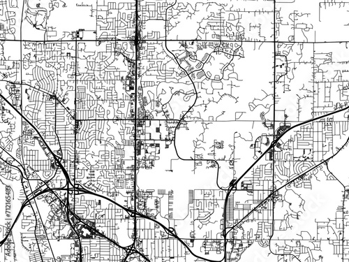 Vector road map of the city of  Blaine  Minnesota in the United States of America with black roads on a white background.