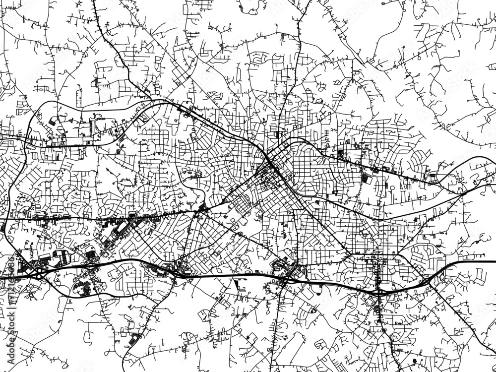 Vector road map of the city of Burlington North Carolina in the United