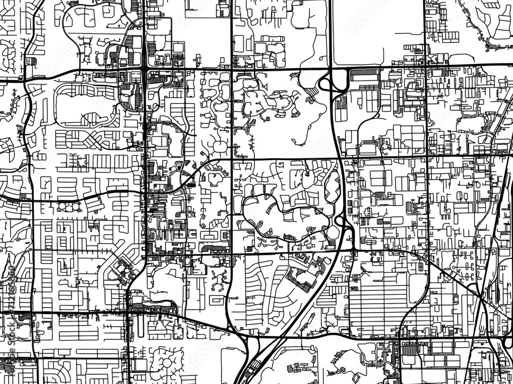 Vector road map of the city of  Coconut Creek  Florida in the United States of America with black roads on a white background.
