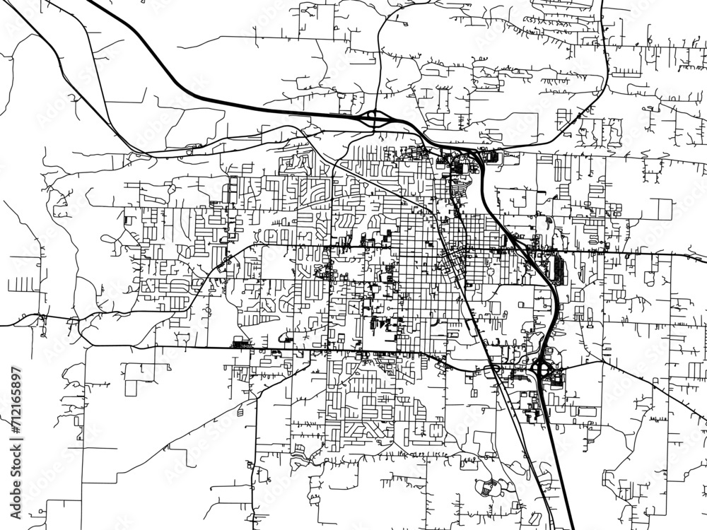 Vector road map of the city of  Conway  Arkansas in the United States of America with black roads on a white background.
