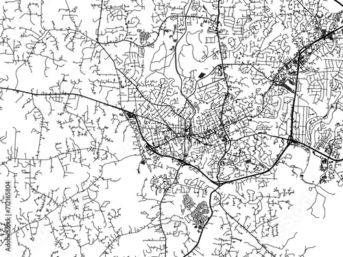 Vector road map of the city of  Chapel Hill  North Carolina in the United States of America with black roads on a white background.