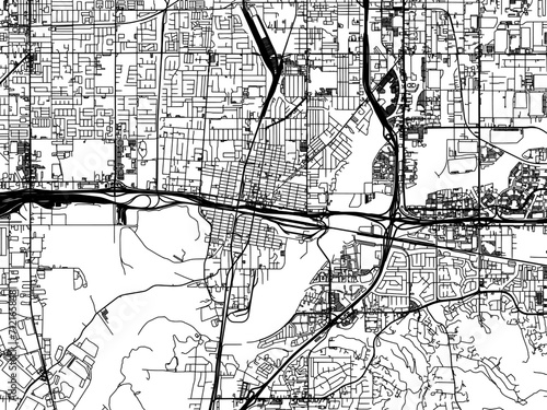 Vector road map of the city of  Colton  California in the United States of America with black roads on a white background. photo