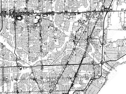 Vector road map of the city of  Clinton Township  Michigan in the United States of America with black roads on a white background.