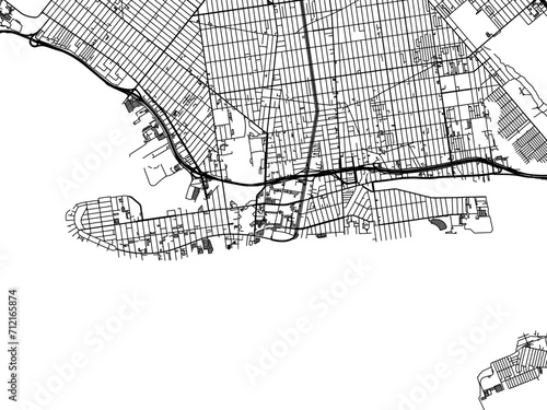 Vector road map of the city of Coney Island New York in the United States of America with black roads on a white background.