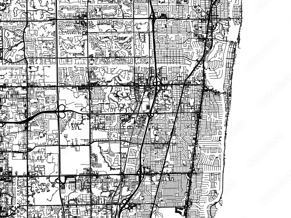 Vector road map of the city of Deerfield Beach Florida in the United