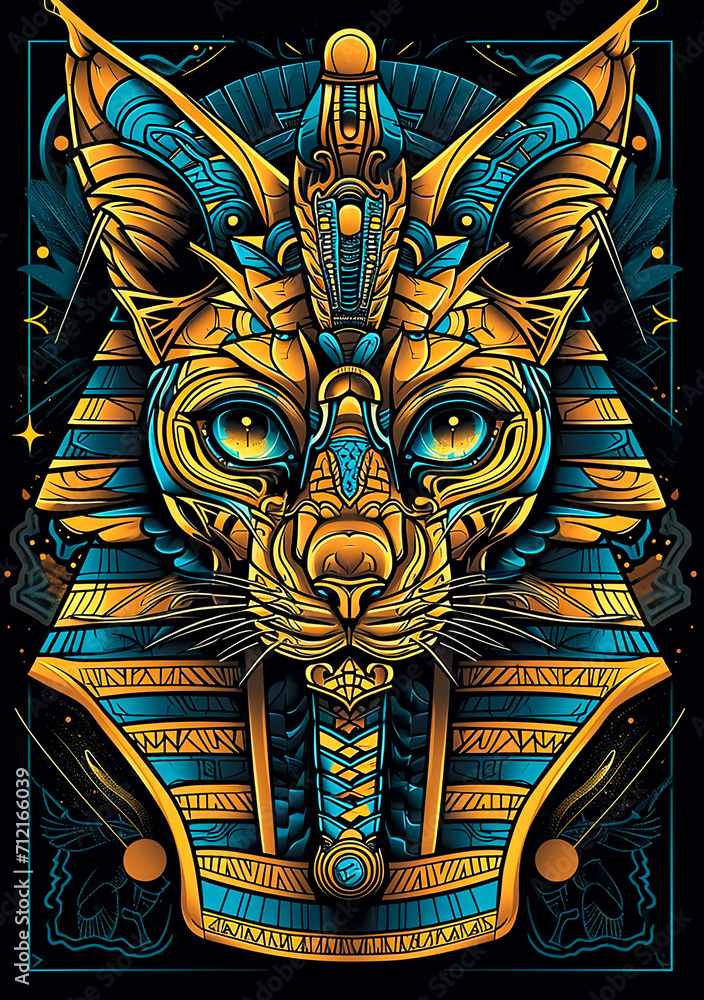 Fototapeta premium Egyptian pharaoh Vintage Animal God, warrior, in Royal Costumes, Fantasy gods of Egypt