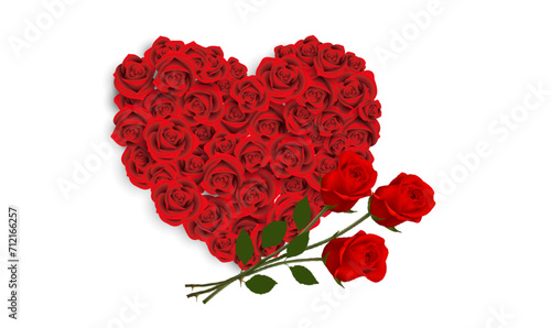Fototapeta Naklejka Na Ścianę i Meble -  heart of roses, Love Heart, red rose